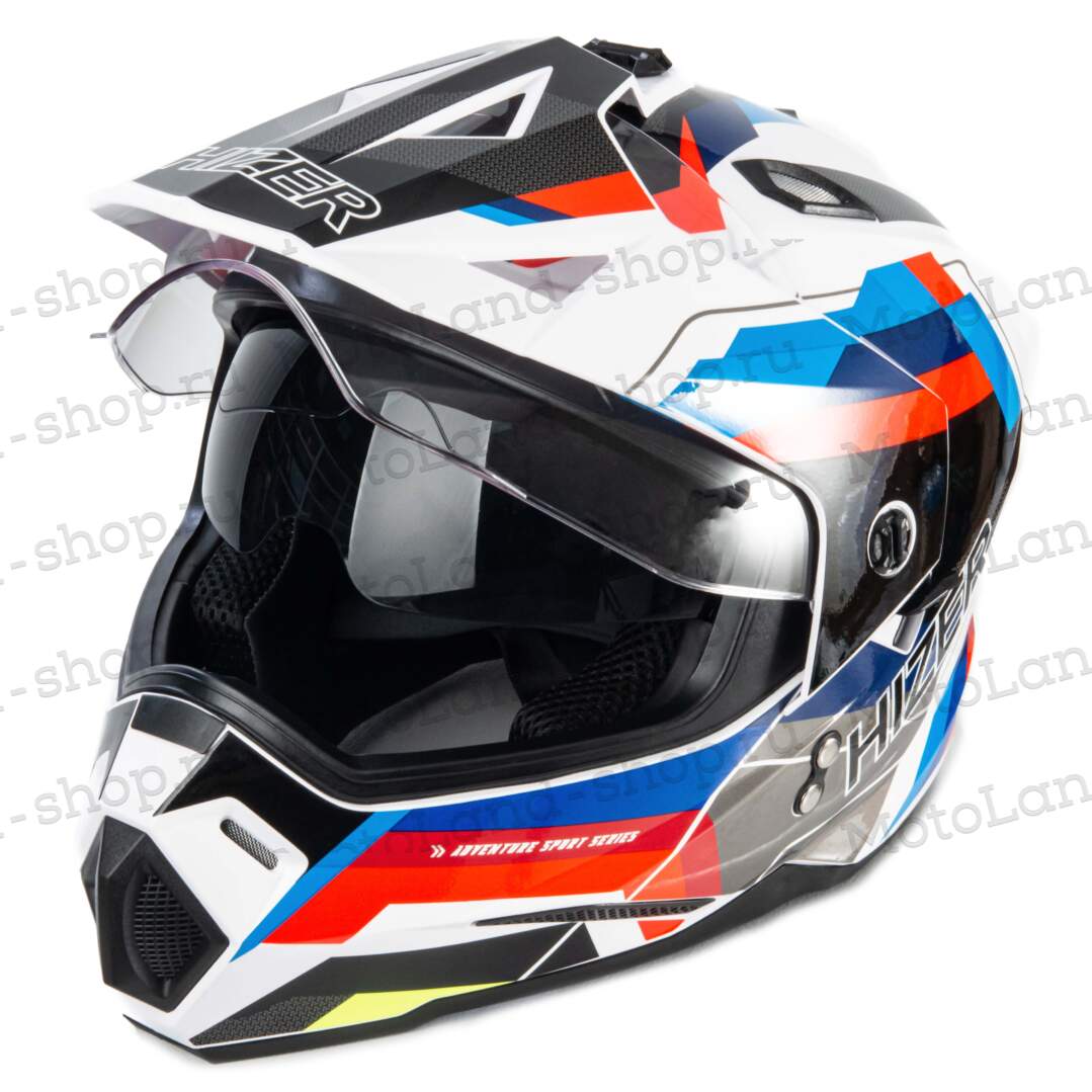 Шлем мото мотард HIZER J6802 №7 (S) ADVENTURE (2 визора)