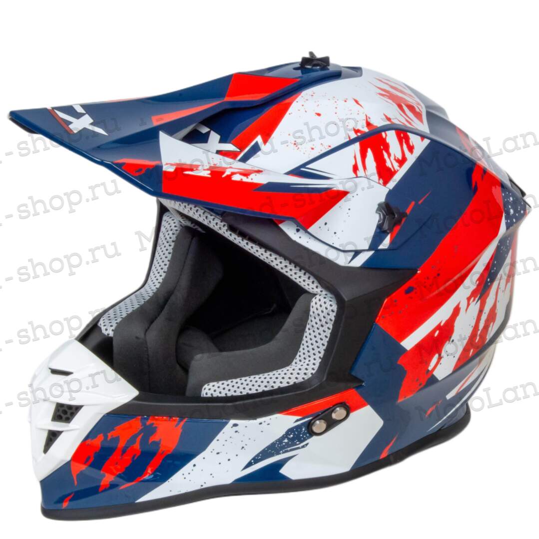 Шлем мото кроссовый GTX 633 №3 (XL) BLUE/RED WHITE