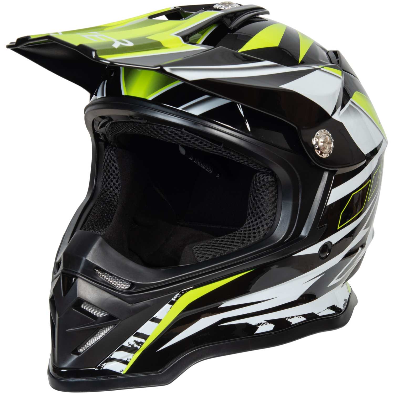 Шлем мото кроссовый HIZER B6197 №5 (M) black/yellow/white