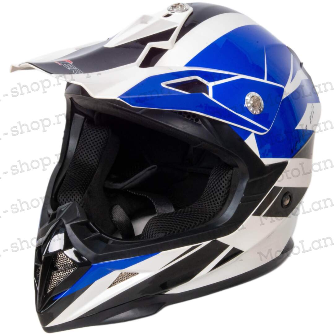 Шлем мото кроссовый HIZER 915 №8 (XL) white/blue/black