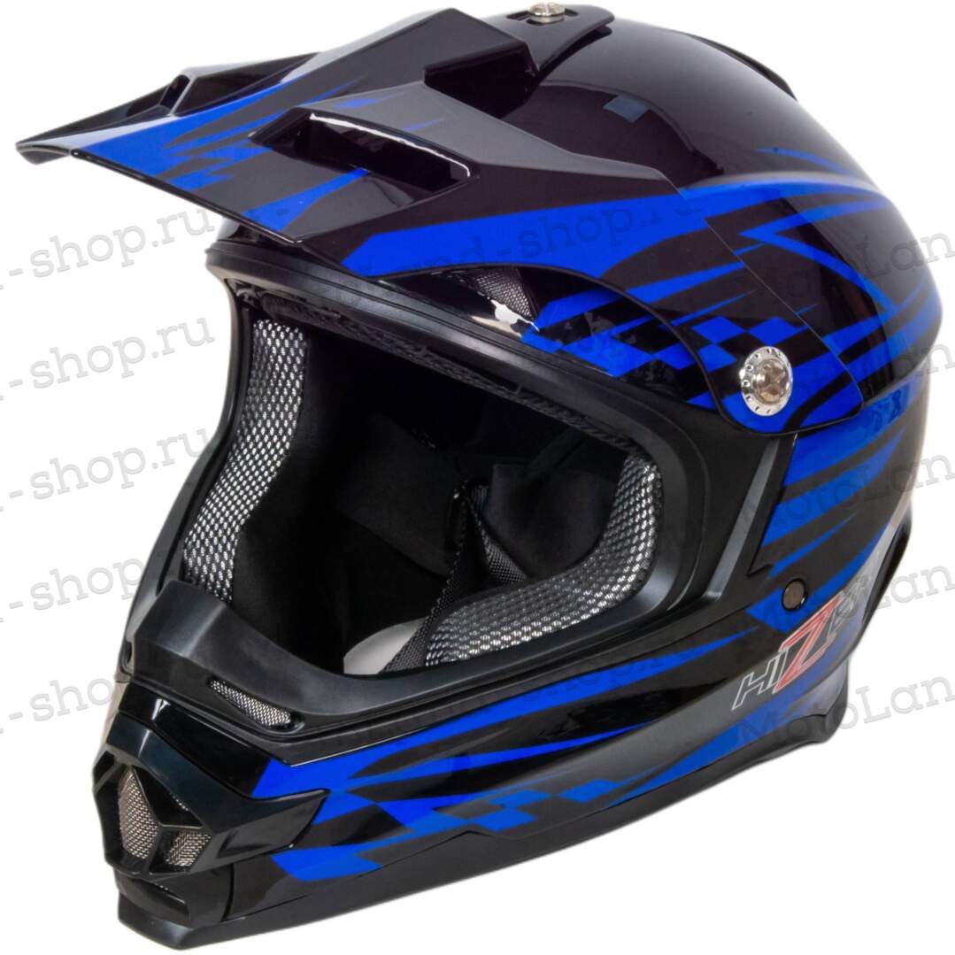 Шлем мото кроссовый HIZER B6196 №2 (XL) black/blue