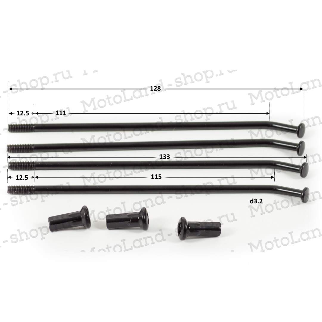 Спицы 12" (компл=32шт) кросс, черные