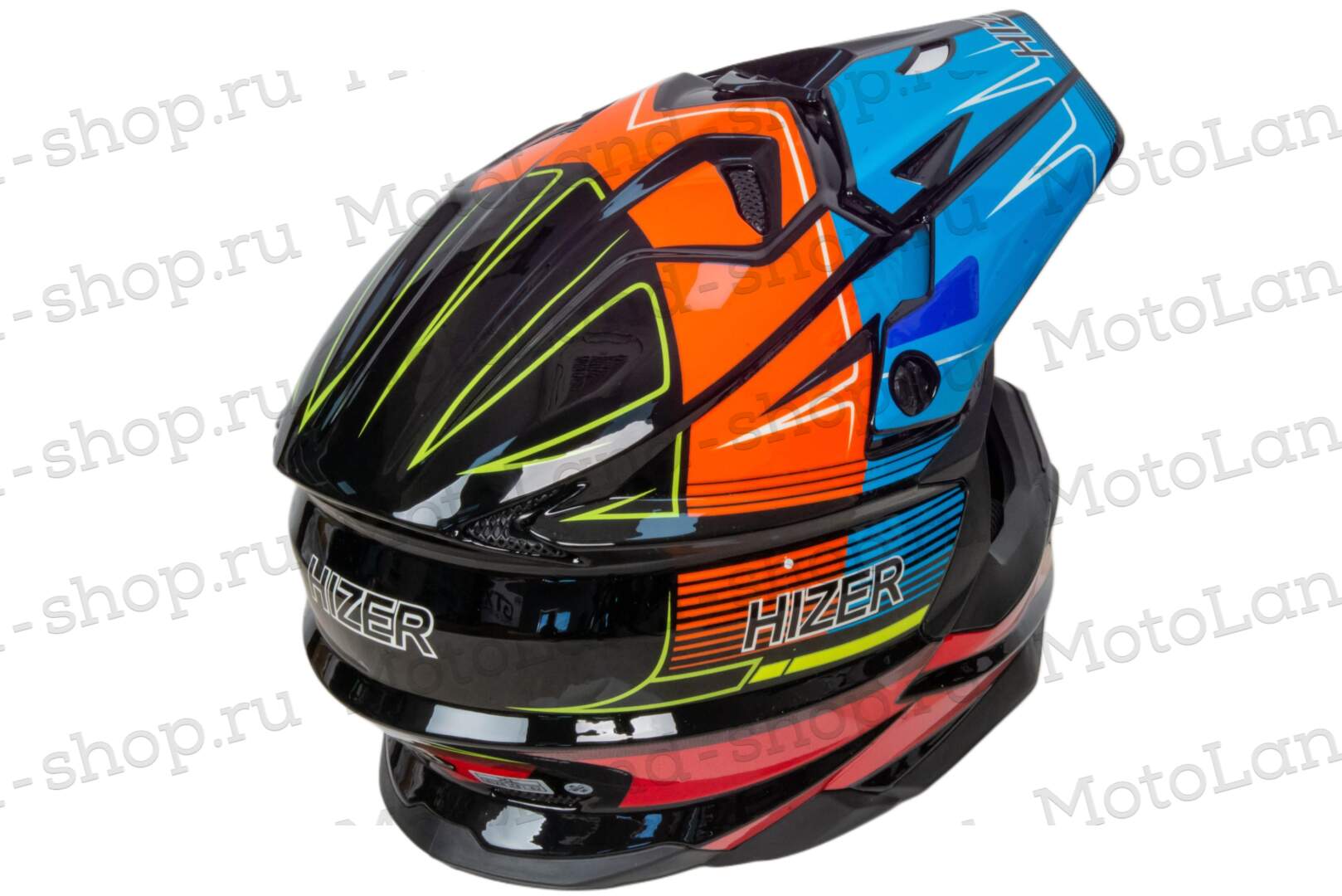 Шлем мото кроссовый HIZER J6803 №3 (S) BLACK/BLUE