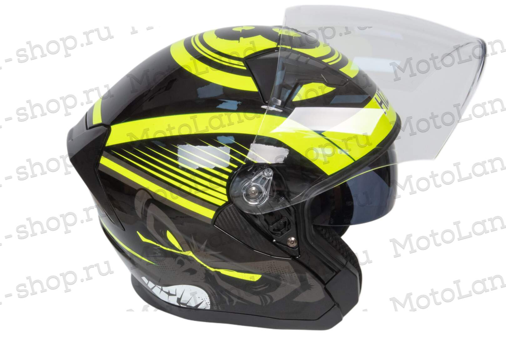 Шлем мото открытый HIZER J228 №1 (M) black/neon yellow