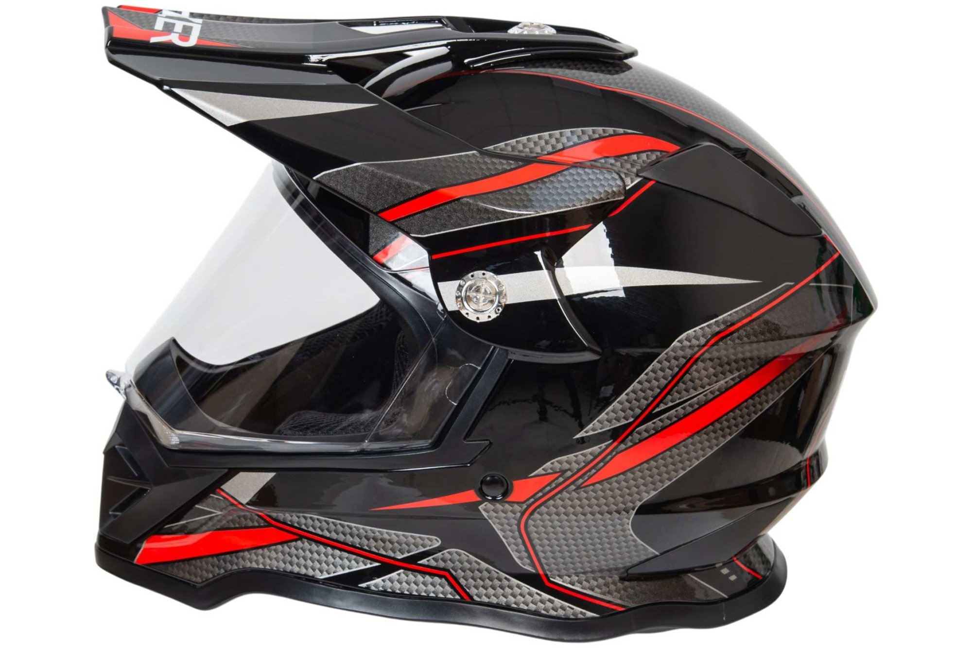 Шлем мото мотард HIZER B6197-1 №5 (M) black/red