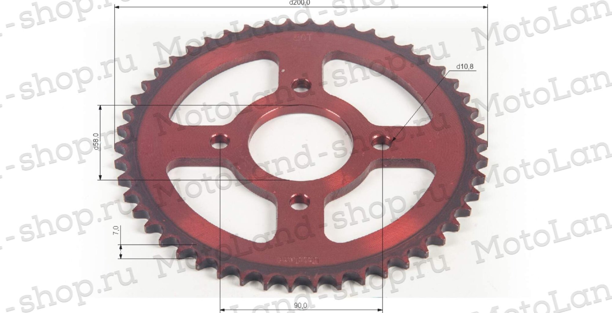 Венец, звезда ведомая (428H-50) CG/CB 4х90х58 красная