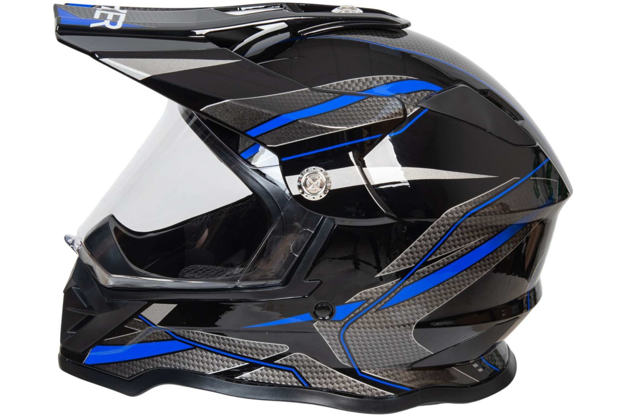 Шлем мото мотард HIZER B6197-1 №6 (L) black/blue