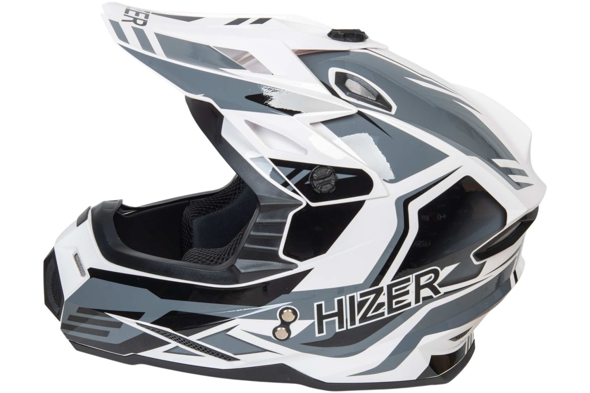 Шлем мото кроссовый HIZER J6801 №4 (S) white/gray